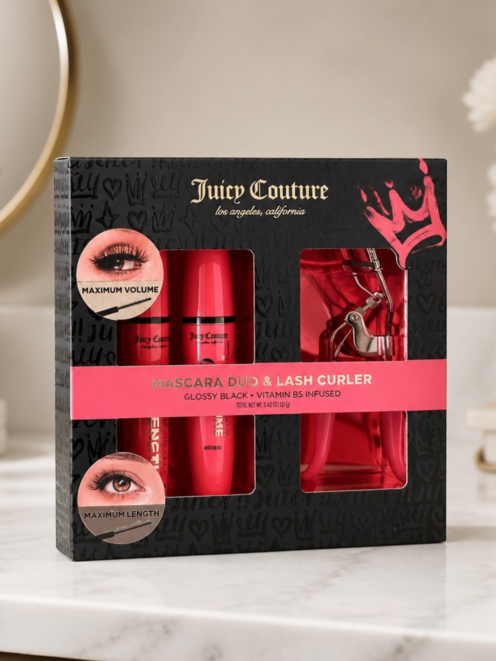 Juicy Couture Mascara Duo & Lash Curler Glossy Black Vitamin B5